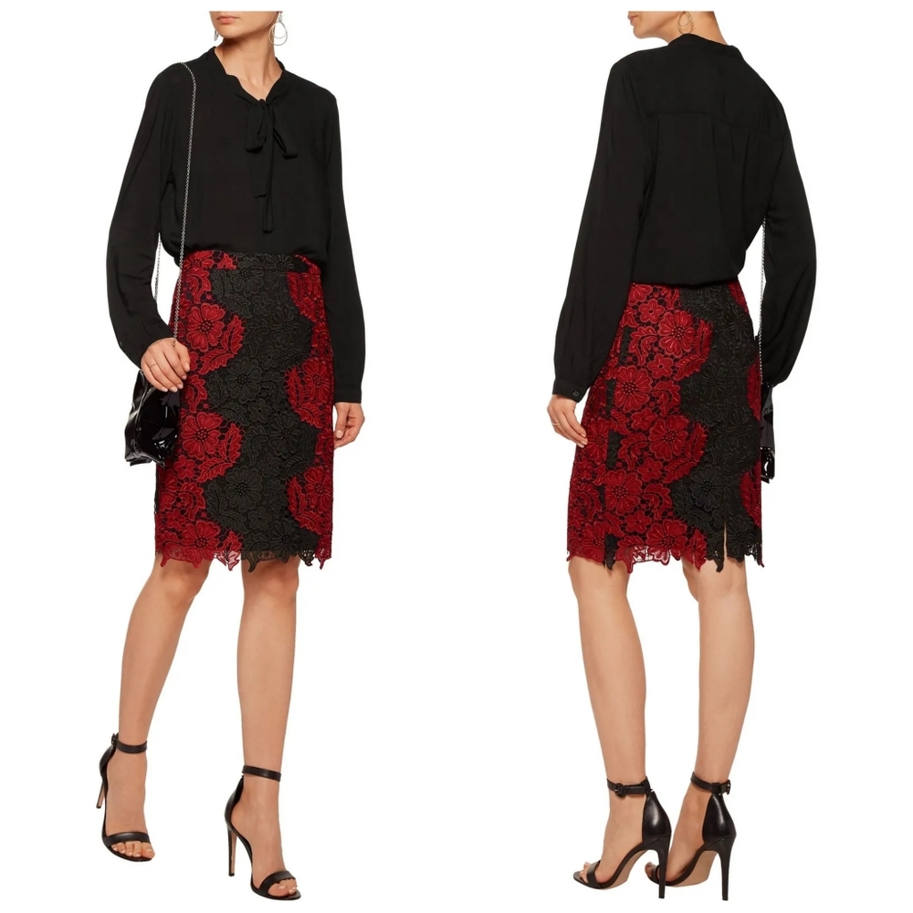 NWOT Alice + Olivia Farrel Guipure Lace Skirt - Picture 3 of 13